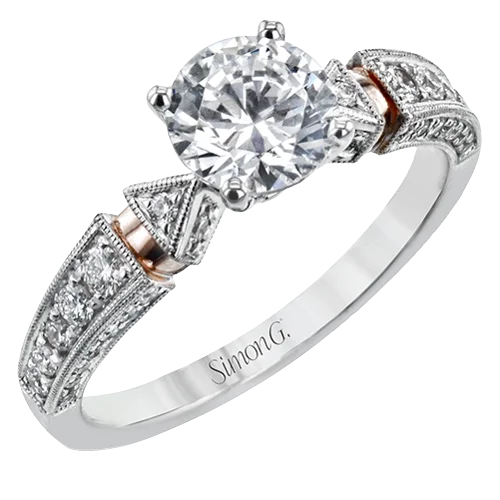 Halo - Style Diamond Rings with Smaller Accent DiamondsEngagement Ring in 18k Gold with Diamonds