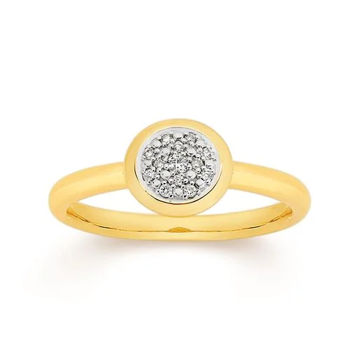 Halo - Style Diamond Rings with Smaller Accent Diamonds9K YELLOW GOLD DIAMOND RING / CELEBRATION RING