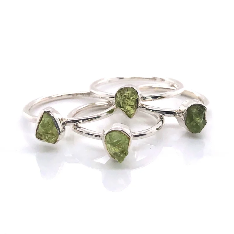 Sapphire Gemstone Rings in a Cathedral SettingSilver Peridot Stackable Gemstone Ring