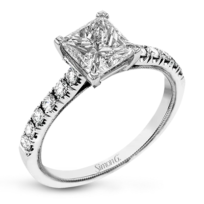 Halo - Style Diamond Rings with Smaller Accent DiamondsEngagement Ring in 18k Gold with Diamonds