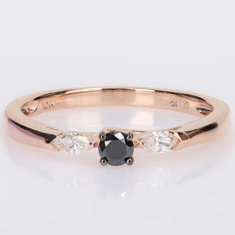 Custom - Designed Diamond Rings to Reflect Your PersonalityMiadora 10k Rose Gold 1/4ct TDW Black and White Diamond 3-Stone Engagement Ring
