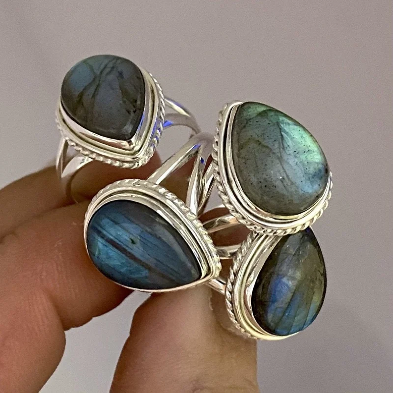 Ruby Gemstone Rings with Diamond AccentsLaihas Twisted Raindrop Labradorite Ring