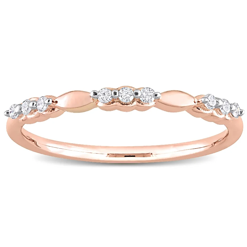 Three - Stone Diamond Rings with Princess - Cut DiamondsMiadora 1/10ct TDW Diamond Stacking Semi-Eternity Ring in Rose Plated Sterling Silver
