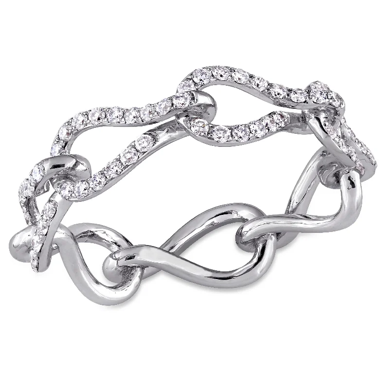 Halo - Style Diamond Rings with Smaller Accent DiamondsMiadora 14k White Gold 1/2ct TDW Diamond Linked Eternity Ring