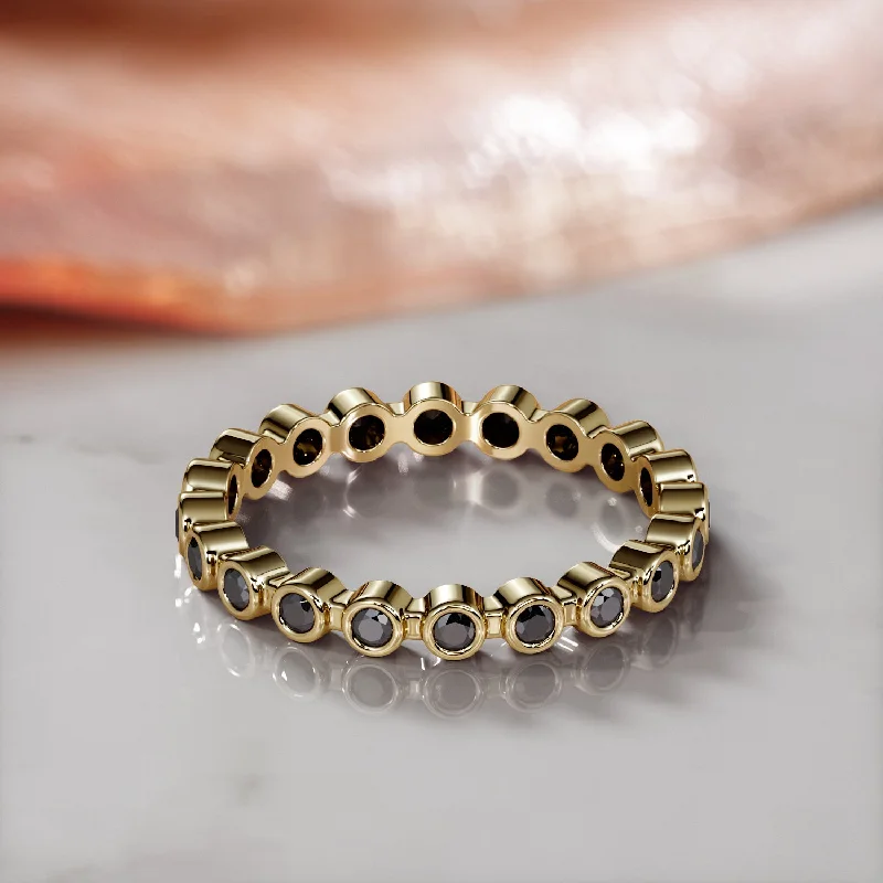 Three - Stone Diamond Rings with Princess - Cut DiamondsCallisto - Eternity Natural Black Diamond Wedding RIng