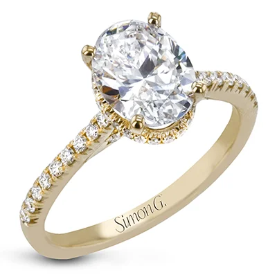 Halo - Style Diamond Rings with Smaller Accent DiamondsEngagement Ring in 18k Gold with Diamonds
