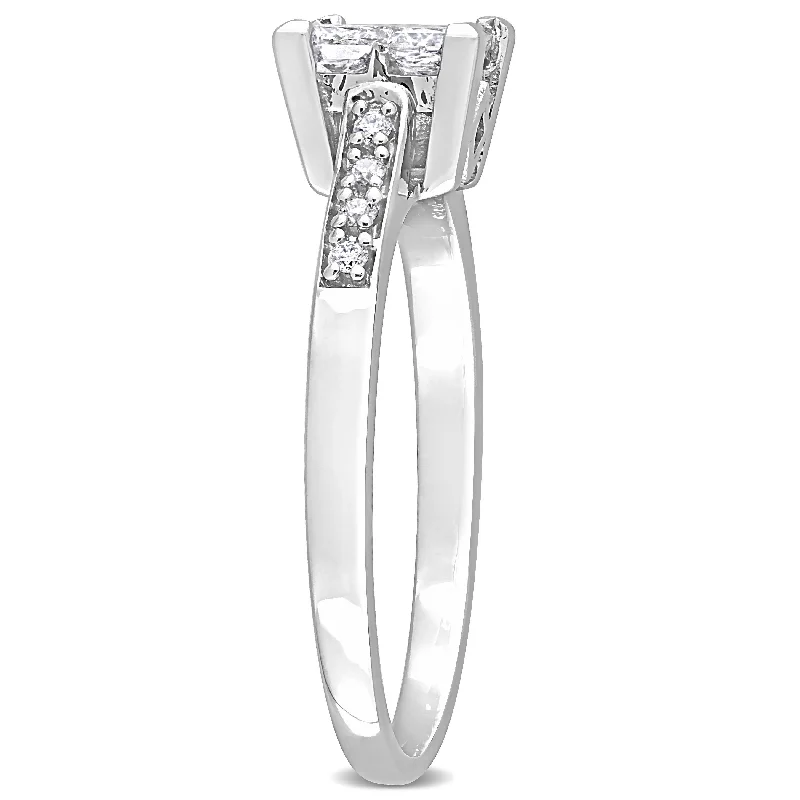 Halo - Style Diamond Rings with Smaller Accent DiamondsMiadora 5/8ct TDW Diamond Square Ring in 10k White Gold