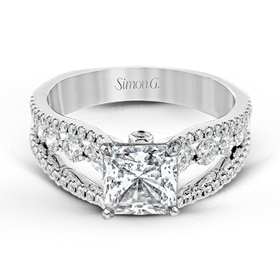 Halo - Style Diamond Rings with Smaller Accent DiamondsEngagement Ring in 18k Gold with Diamonds