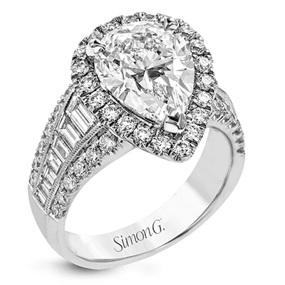 Halo - Style Diamond Rings with Smaller Accent DiamondsEngagement Ring in 18k Gold with Diamonds