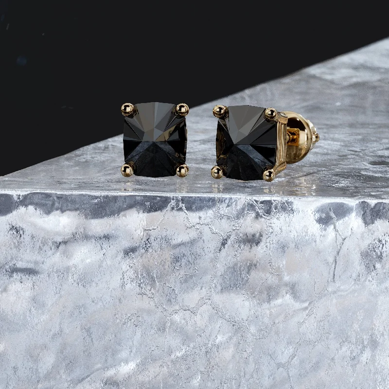 Halo - Style Diamond Rings with Smaller Accent DiamondsTuxedo Natural Black Diamonds Yellow Gold Unique Earrings