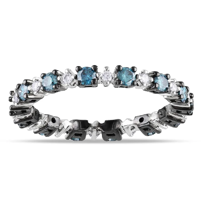 Halo - Style Diamond Rings with Smaller Accent DiamondsMiadora 14k Gold 3/4ct TDW Blue and White Diamond Eternity Ring