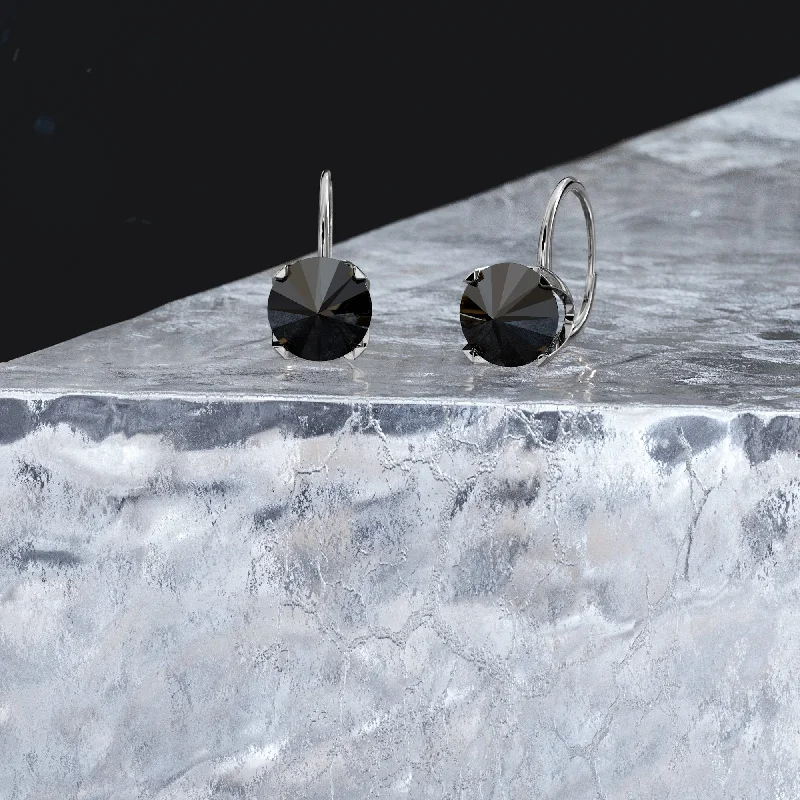 Three - Stone Diamond Rings with Princess - Cut DiamondsCrescent Natural Black Diamonds White Gold Alternative Earrings