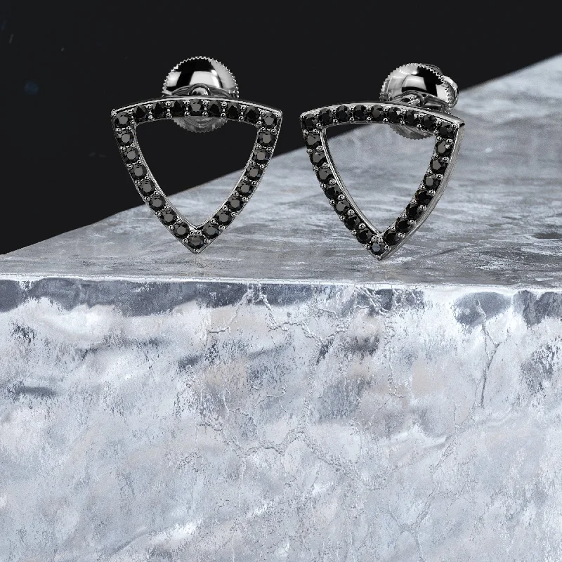 Halo - Style Diamond Rings with Smaller Accent DiamondsPlaya Negra Natura Black Diamonds White Gold Unique Earrings