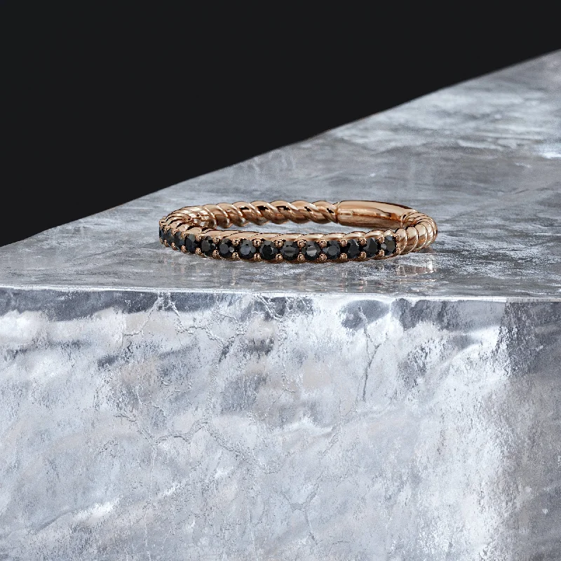 Vintage - Inspired Diamond Rings with Filigree WorkCosmos Stacking Spiral Natural Black Diamond Ring