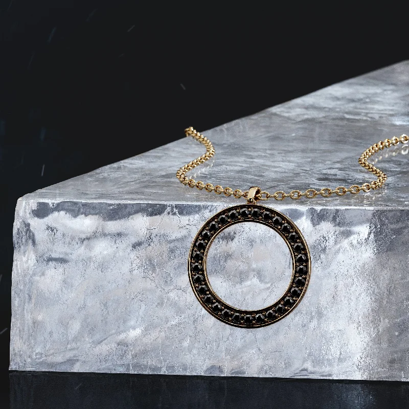 Solitaire Diamond Rings in Platinum SettingsPhantom Natural Black Diamond Alternative Pendant with a Yellow Necklace
