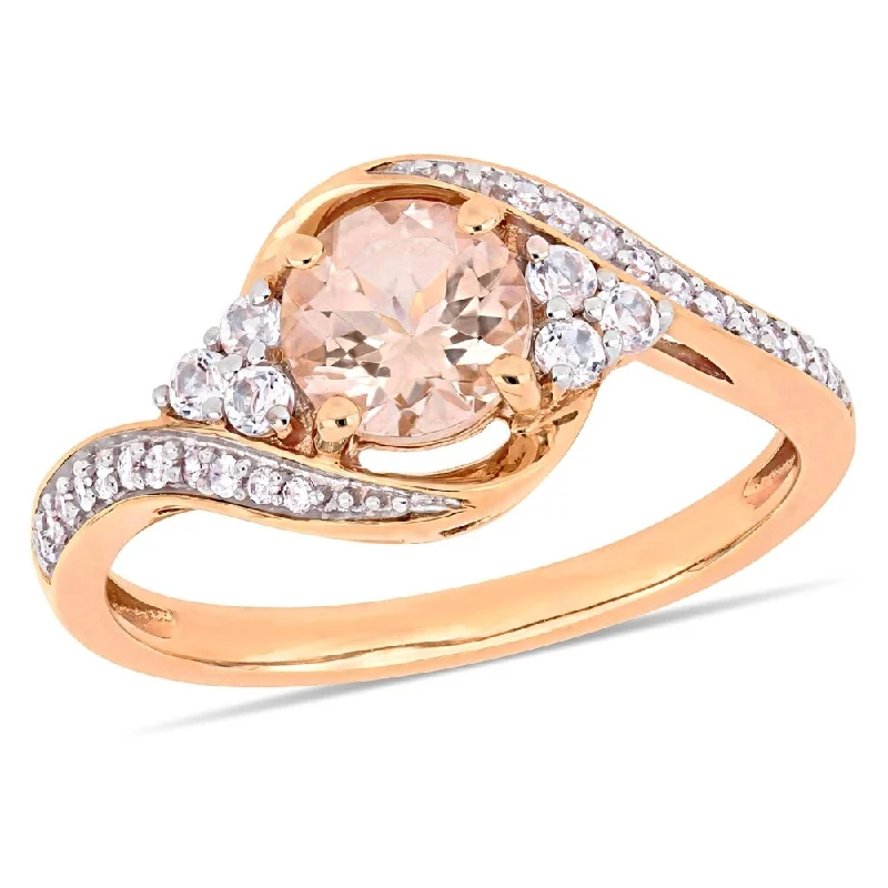 Custom - Designed Diamond Rings to Reflect Your PersonalityMiadora 10k Rose Gold Morganite White Topaz and 1/10ct TDW Diamond Engagement Ring