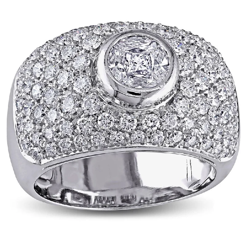 Vintage - Inspired Diamond Rings with Filigree WorkMiadora Signature Collection 18k White Gold 1-1/2ct TDW Bezel Set Pave Diamond Ring