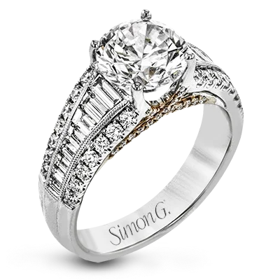Halo - Style Diamond Rings with Smaller Accent DiamondsEngagement Ring in 18k Gold with Diamonds