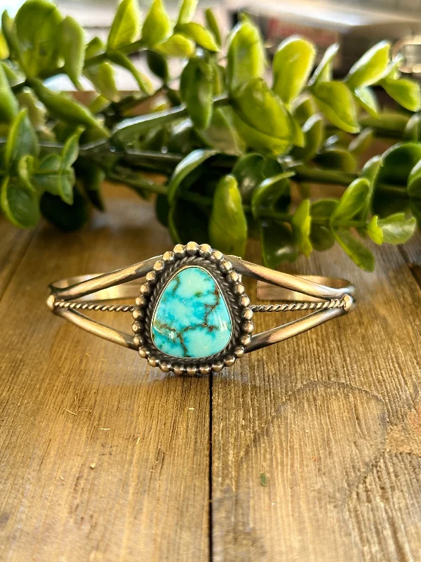 Vintage - Inspired Cuff Bracelets with Floral MotifsDave Skeets Natural Birds Eye Kingman Turquoise & Sterling Silver Cuff Bracelet