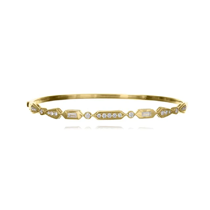 Adjustable Leather Bangles for a Bohemian Style18ct Yellow Gold Diamond Bangle