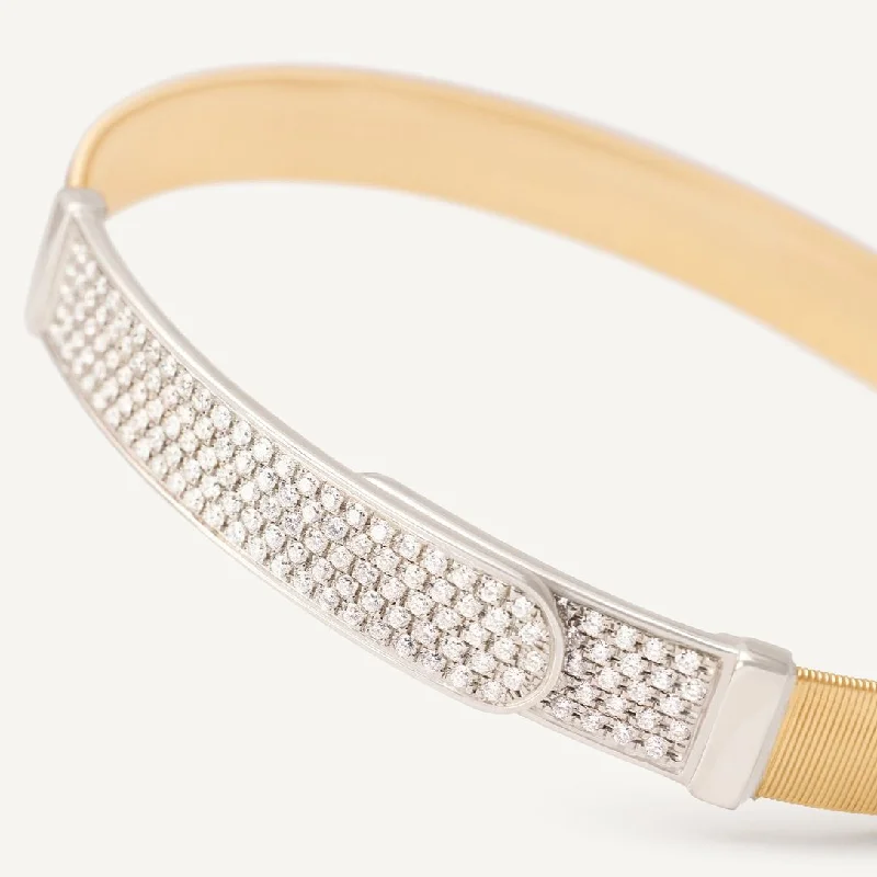 Solid Gold Bangles with Intricate EngravingsMarco Bicego Masai 18K Gold Coil and Diamond Pavé Large Bangle Bracelet