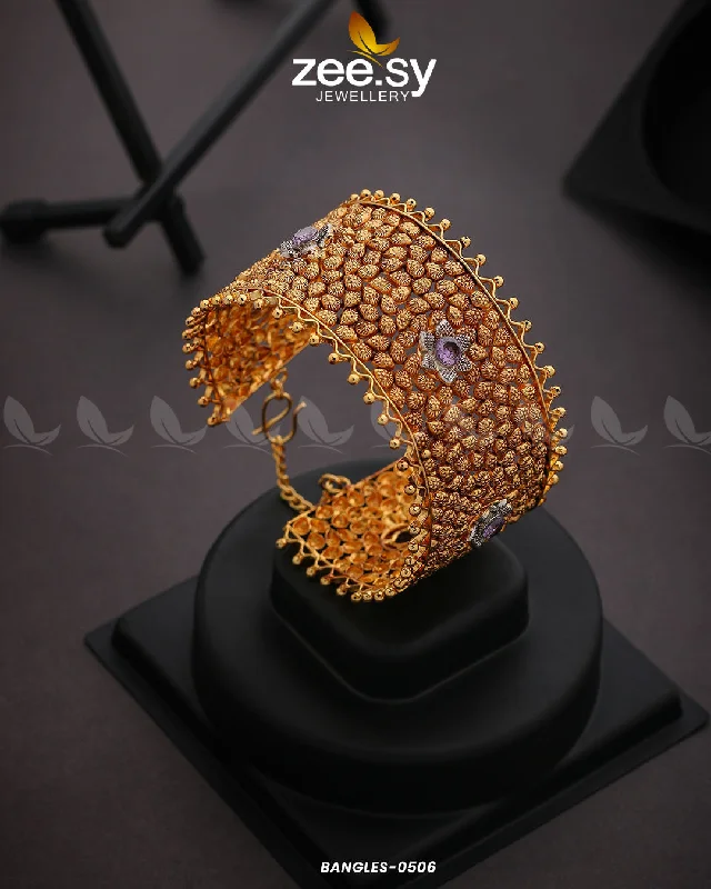 Solid Gold Bangles with Intricate EngravingsBANGLES-0506