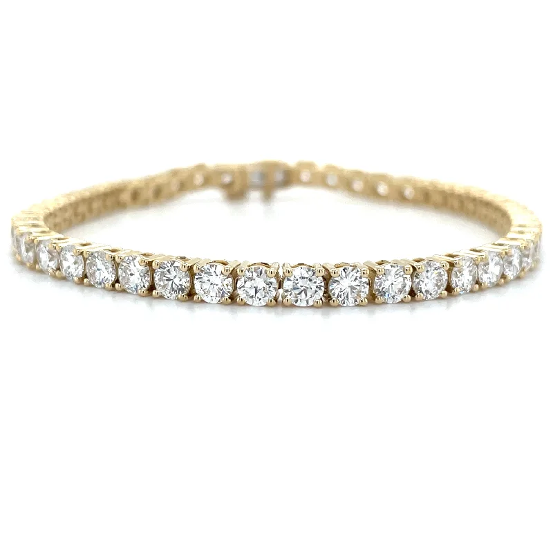Adjustable Leather Bangles for a Bohemian Style14ct Yellow Gold 7.60ct Laboratory Grown Diamond Tennis Bracelet