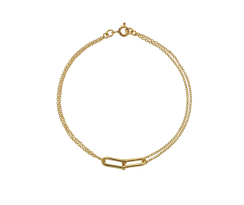 Solid Gold Bangles with Intricate Engravings9ct Yellow Gold Double Strand U-Link Bracelet