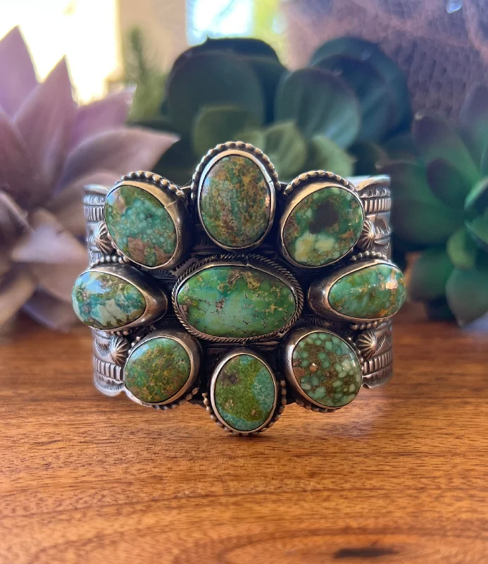 Statement Cuff Bracelets with Large - Sized StonesTillie John Sonoran Gold Turquoise & Sterling Silver Cuff Bracelet