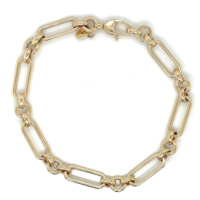 Solid Gold Bangles with Intricate Engravings9ct Yellow Gold Paper Link Bracelet