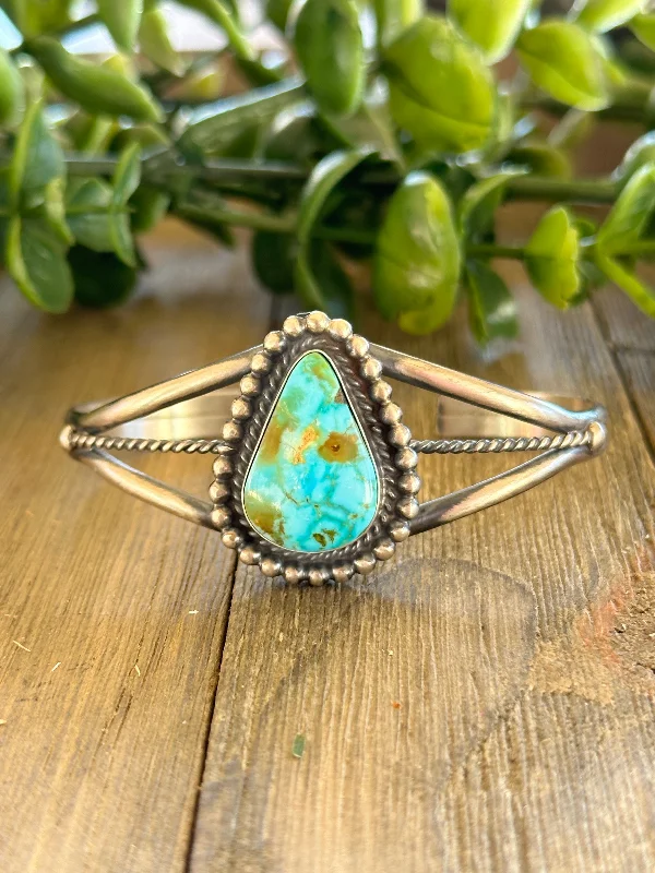 Bohemian - Style Cuff Bracelets with BeadworkDave Skeets Natural Birds Eye Kingman Turquoise & Sterling Silver Cuff Bracelet