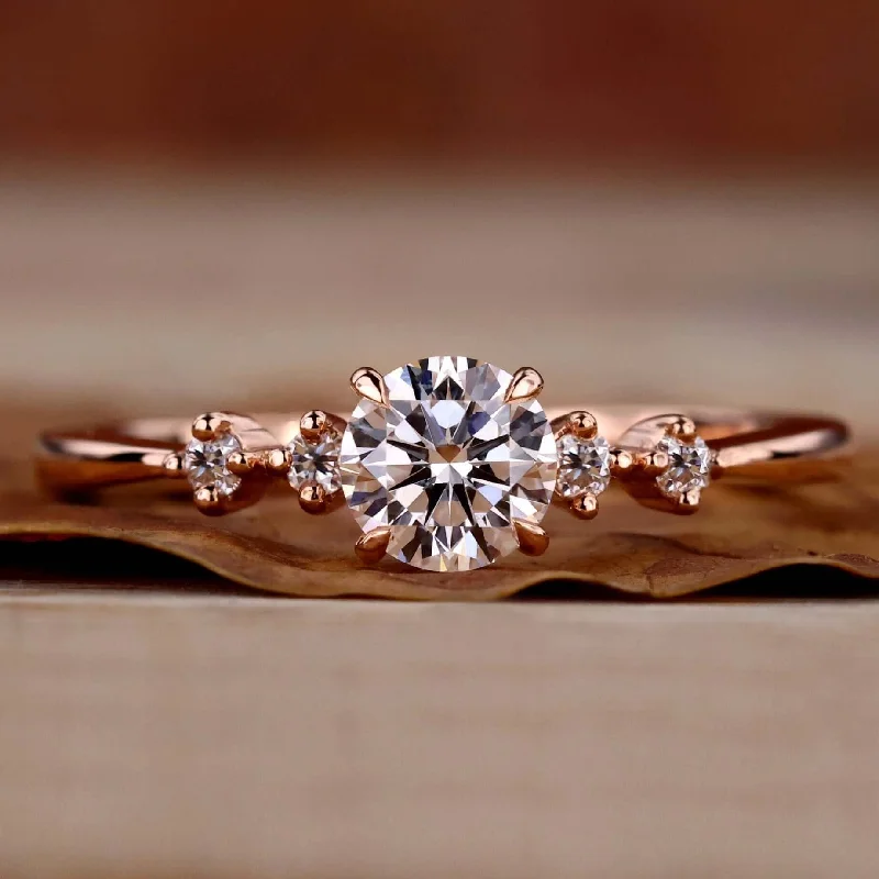 0.53 CT Round Cut Lab Grown Diamond Five Stone Engagement Ring