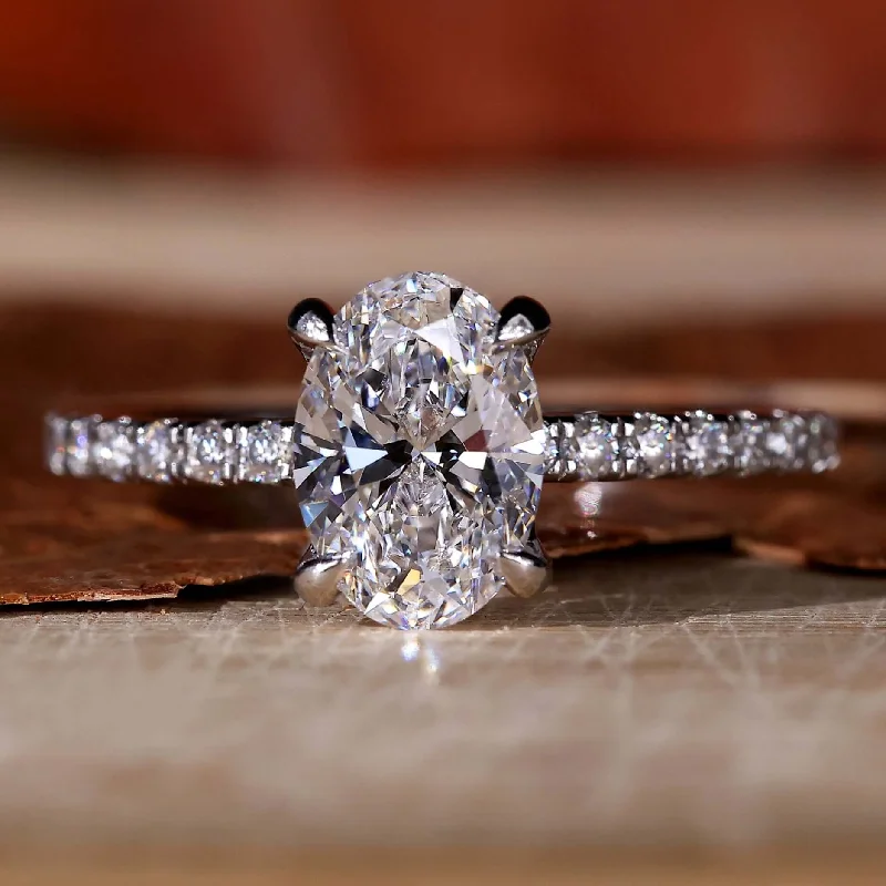 1.13 CT Oval Lab Grown Diamond Engagement Ring, EF/VS Lab Diamond Handmade Ring