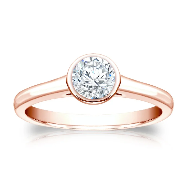 Auriya 14k Gold 1/2ctw Bezel-set Solitaire Diamond Engagement Ring