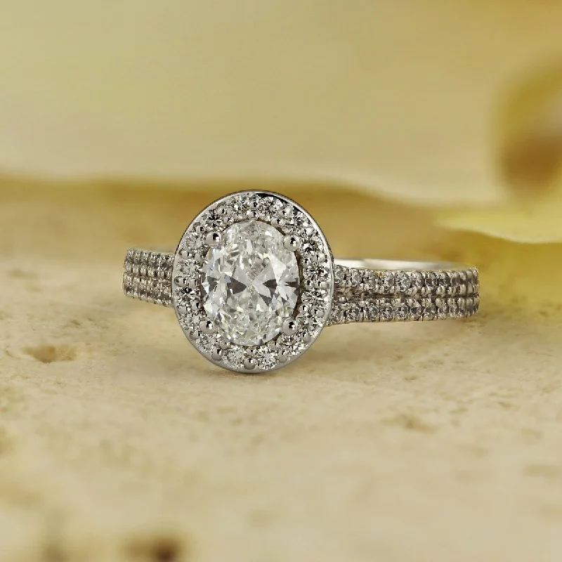 Auriya 14k Gold 1ctw Oval Halo Diamond Engagement Ring