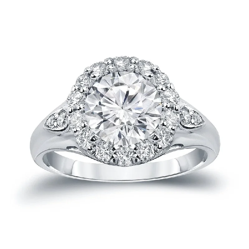 Auriya 3 1/3ctw Round Halo Diamond Engagement Ring 14k Gold Certified (H-I, SI1-SI2)