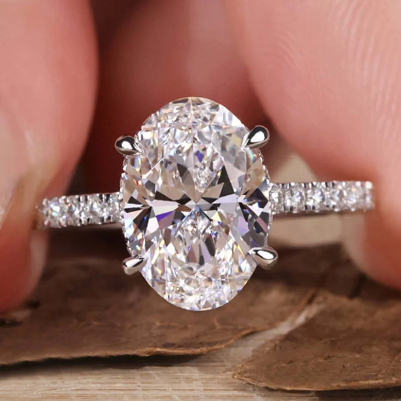 Oval Engagement Ring, Lab Grown Diamond Ring, Oval Diamond Ring