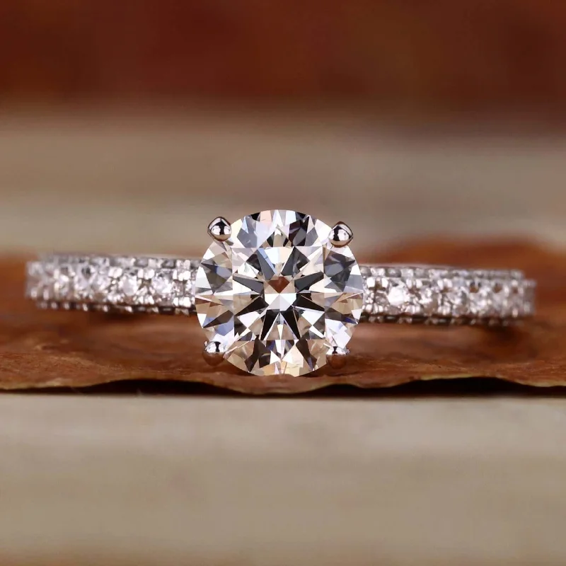 0.50 - 2.0 CT Round Cut Lab Grown Diamond Engagement Ring, IGI Certified