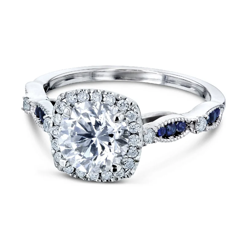 Round Diamond and Blue Sapphire Ring