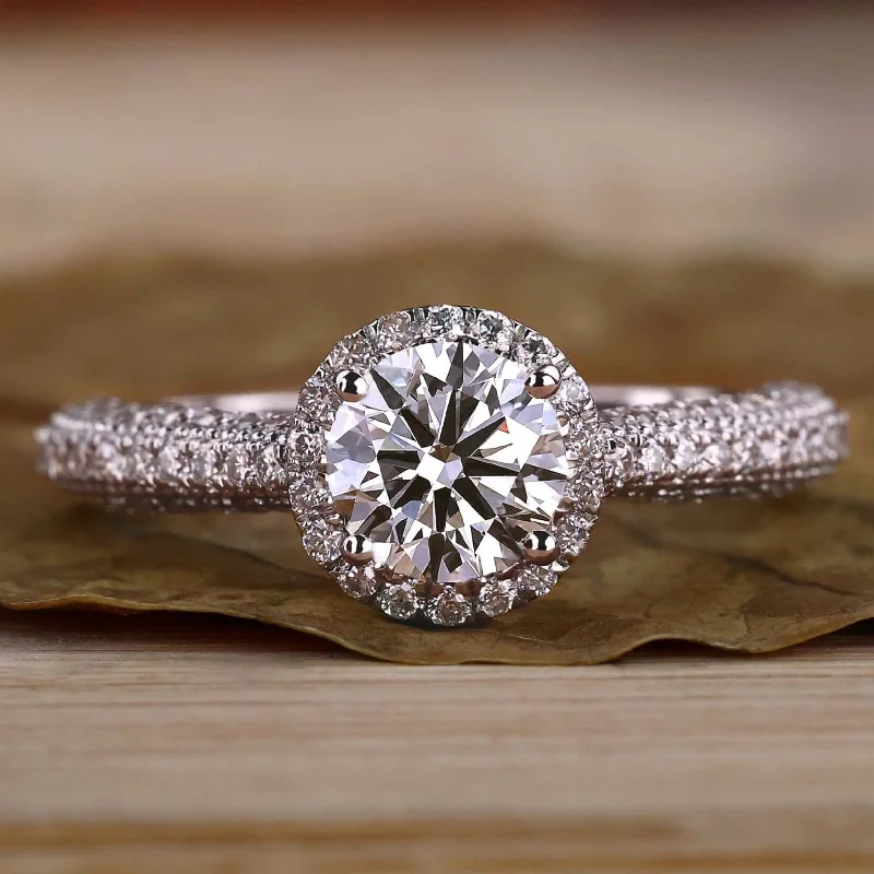 Round Hearts and Arrows Cut Lab Grown Diamond Engagement Ring