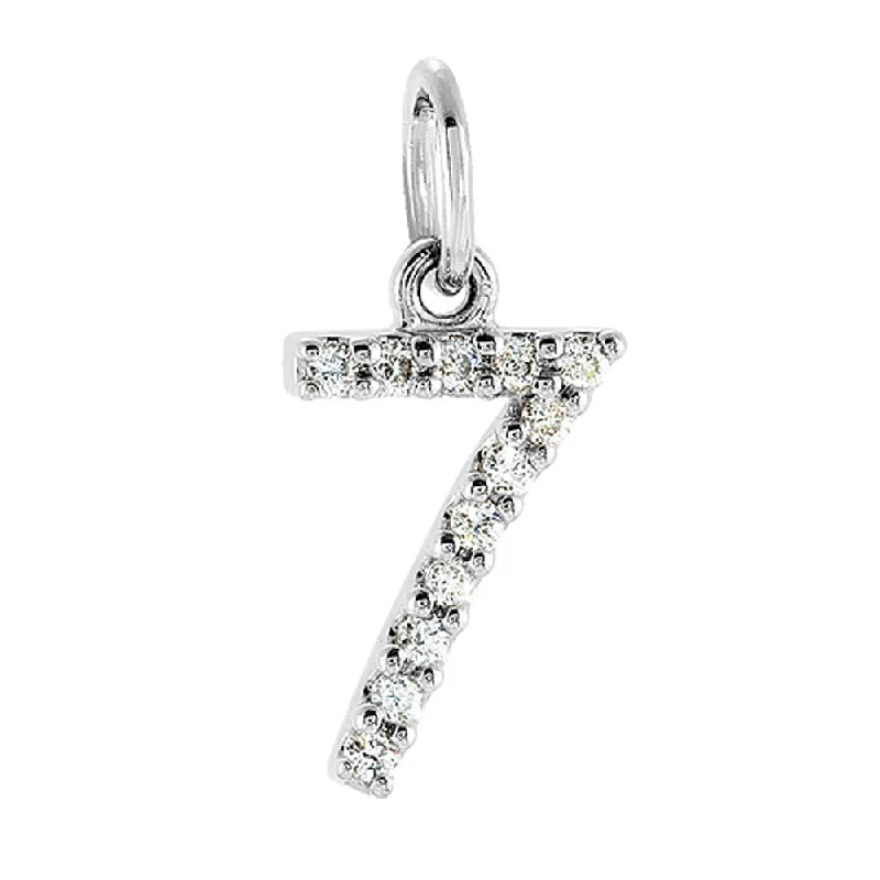 Religious Pendants with Cross or Star of David Designs.05 Cttw Diamond & 14k White Gold Mini Number 7 Charm or Pendant