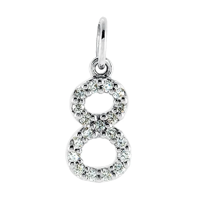 Charm Pendants with Multiple Small Decorative Elements.08 Cttw Diamond & 14k White Gold Mini Number 8 Charm or Pendant Charm Pendants with Multiple Small Decorative Elements.08 Cttw Diamond & 14k White Gold Mini Number 8 Charm or Pendant