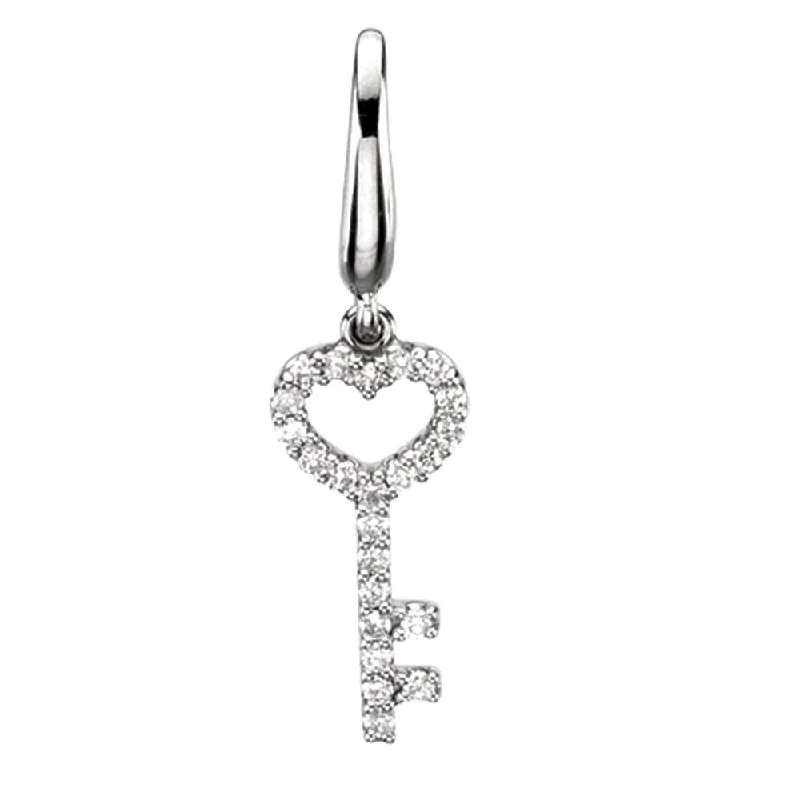 Charm Pendants with Multiple Small Decorative Elements1/8 cttw G-H, I1 Diamond Key Charm in 14k White Gold Charm Pendants with Multiple Small Decorative Elements1/8 cttw G-H, I1 Diamond Key Charm in 14k White Gold
