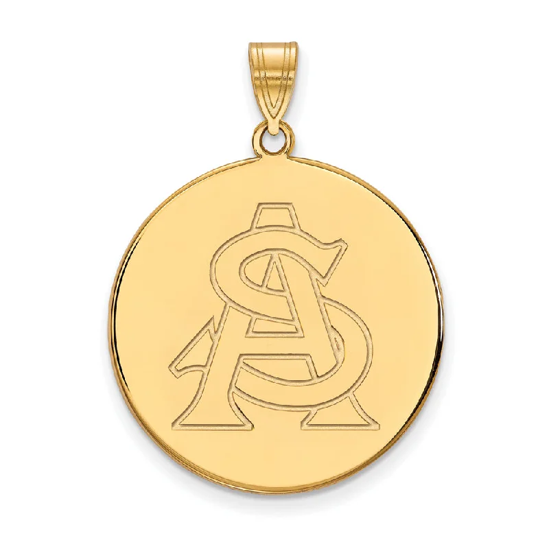 Pendant with a magnetic closure for easy attachment and removal 14k Gold Plated Silver Arizona State XL Disc Pendant Pendant with a magnetic closure for easy attachment and removal 14k Gold Plated Silver Arizona State XL Disc Pendant