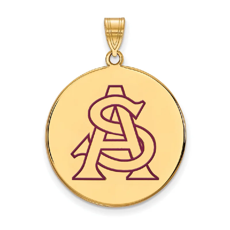 Key - shaped pendants, often symbolizing unlocking opportunities 14k Gold Plated Silver Arizona State XL Enamel Disc Pendant Key - shaped pendants, often symbolizing unlocking opportunities 14k Gold Plated Silver Arizona State XL Enamel Disc Pendant