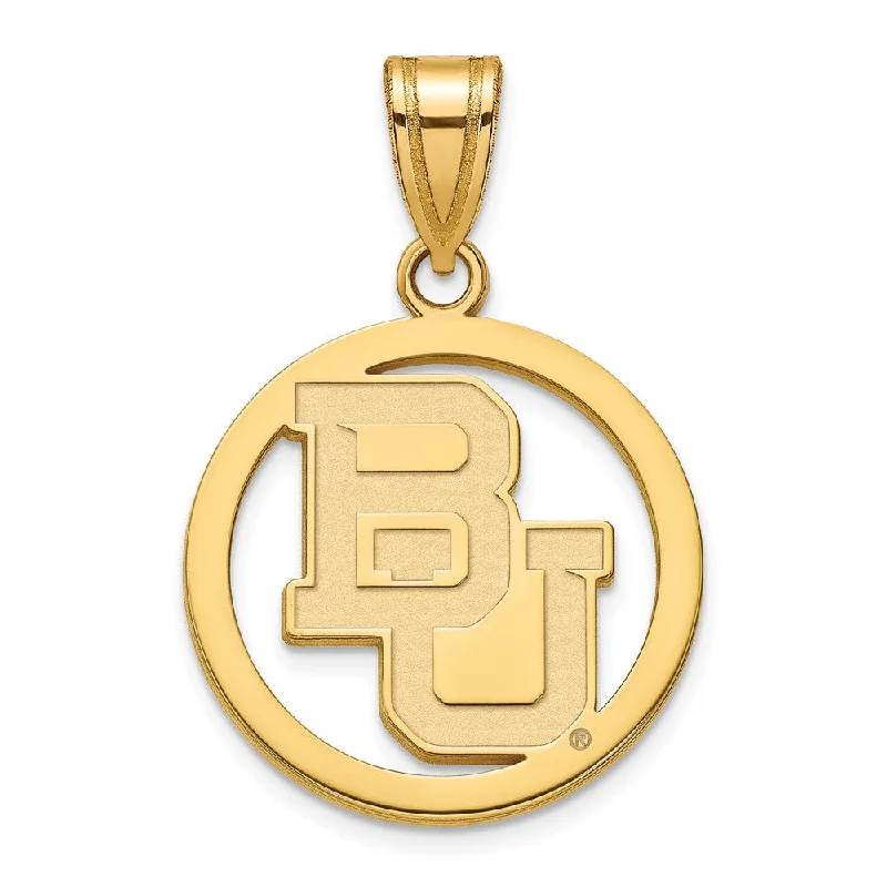 Pendant with a fingerprint - engraved design for a personalized touch 14k Gold Plated Silver Baylor U SM 'BU' Circle Pendant Pendant with a fingerprint - engraved design for a personalized touch 14k Gold Plated Silver Baylor U SM 'BU' Circle Pendant