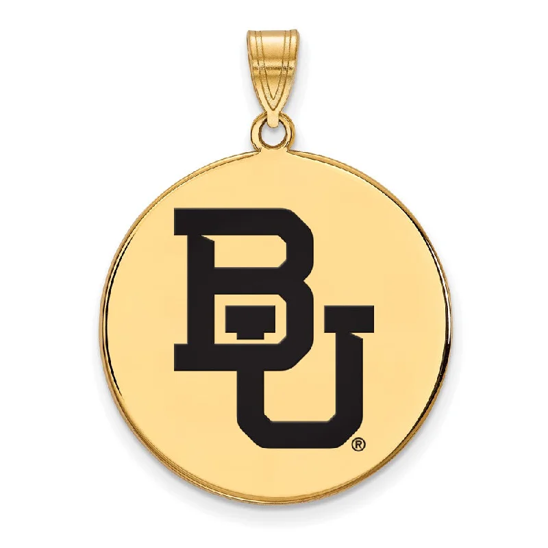 Tree - of - life pendants representing growth and strength​ 14k Gold Plated Silver Baylor U XL 'BU' Enamel Disc Pendant
