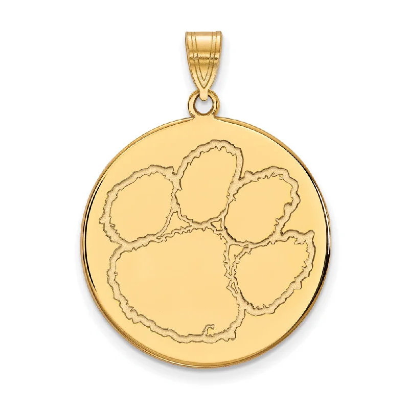Pendant with a tassel for a bohemian and trendy style​ 14k Gold Plated Silver Clemson U XL Disc Pendant