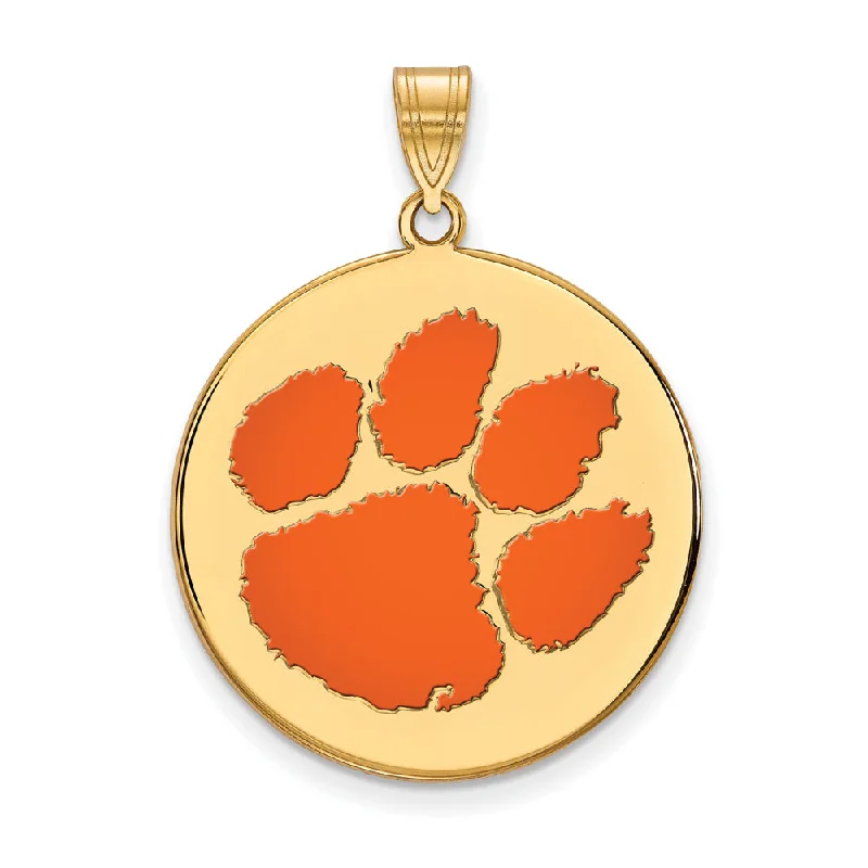 Garnet pendants in deep red tones​ 14k Gold Plated Silver Clemson U XL Enamel Disc Pendant