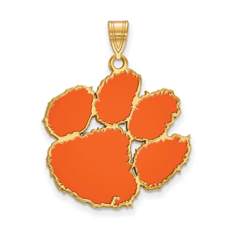Pendant with a zodiac symbol for personalized astrology - themed jewelry​ 14k Gold Plated Silver Clemson U XL Enamel Pendant